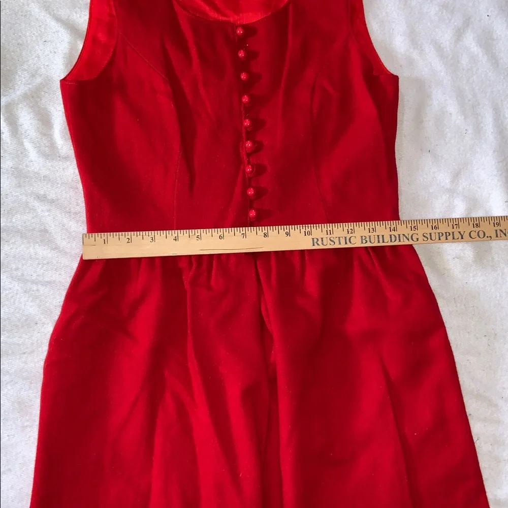 Lanz wool Red Sleeveless jumper Dress with pockets belt made in USA. Size small - Picture 6 of 10